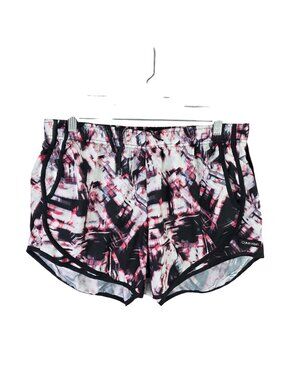 Womens Calvin Klein Pink Black White Abstract Print Running Shorts 4" Inseam L